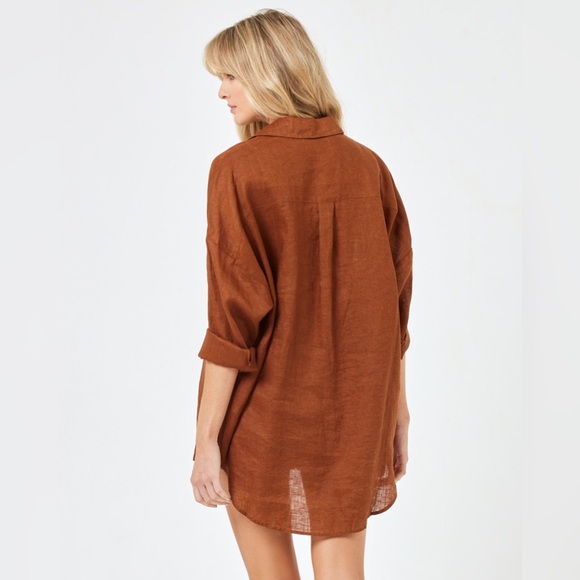 L*SPACE Rio Linen Tunic - Coffee size M / L - Picture 6 of 16
